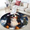 Weihnachts-Berner Sennenhund-Muster runder Teppich, Teppich für Wohnzimmer, Schlafzimmer, Spielzimmer, rutschfeste Bodenmatte, Weihnachtsgeschenke und Geburtstagsgeschenke.