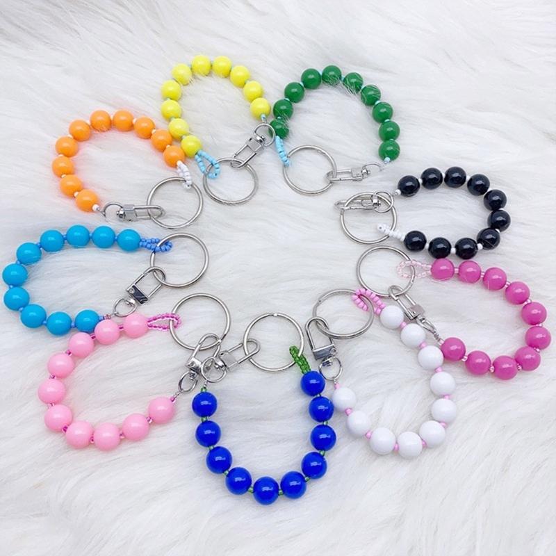 Colorful Beaded Keychain Unique Phone Charm Chain Eye Catching Keyring Decoration Bag Pendant for Various Occasion