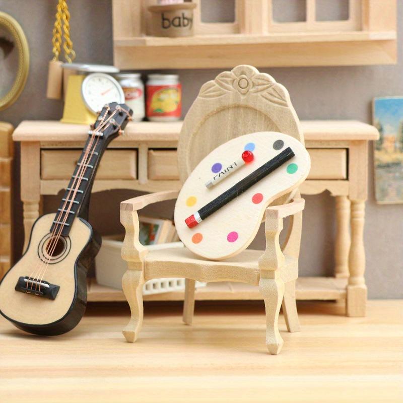 1/12 Maßstab Miniatur Holz Pfirsichförmiger Stuhl mit Armlehnen Modell Ornament - DIY Miniatur Fotografie Requisiten - Saisonale Dekoration - Perfektes Geschenk