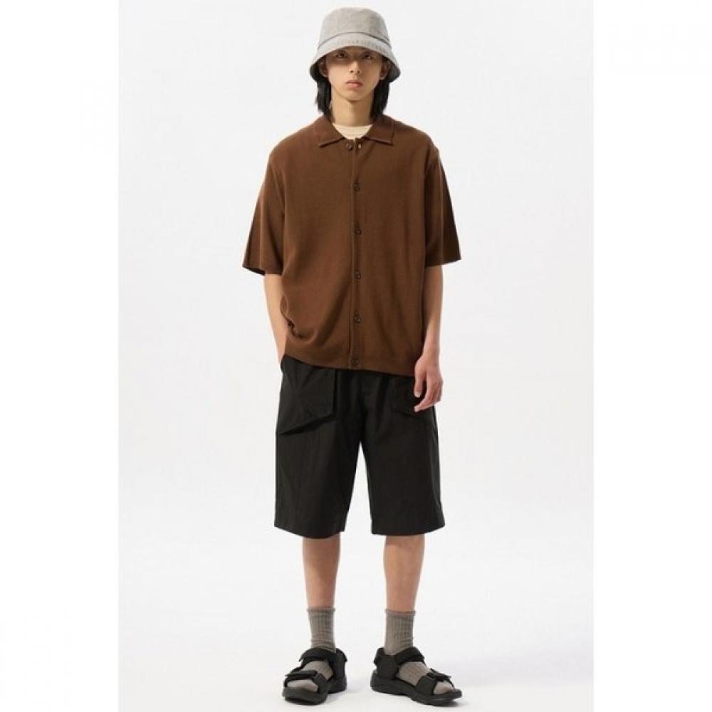 Customellow Brown Soft Half Sleeve Cardigan Cwwam25311brx