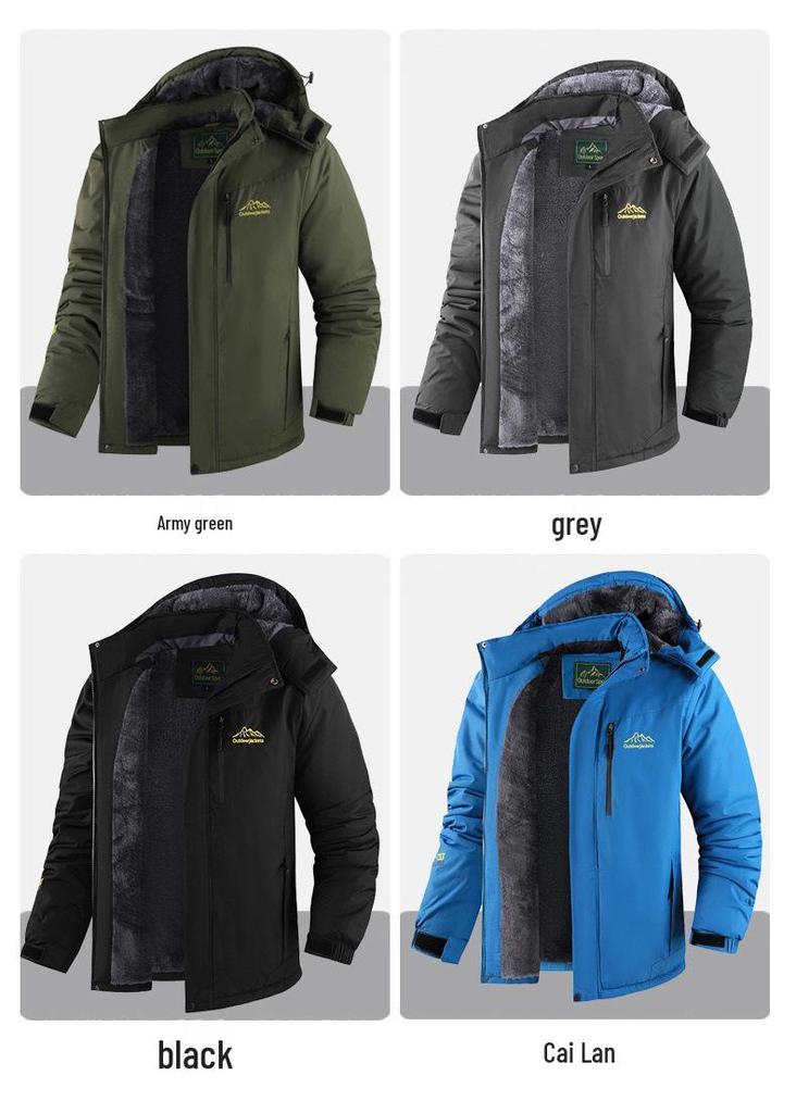 Plus Size Men's Winter Down Jacket - Fleece Lined, Windproof, Warm, Suitable for Fishing, Mountaineering, Cycling, and Other Outdoor Activities.