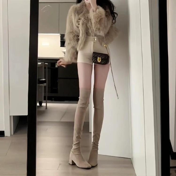 Over Knee Boots Women s Head Thick High Heel Shoes Small Skinny Boots Tall Stretch Boots 35
