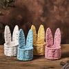 Paper Rope Basket Iron Frame Rabbit Ears for Festives-White