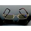Diamond Cutting Titanium Alloy Rimless Royal Deluxe Men Shallow Brown Reading Glasses +1 +1.5 +2 +2.5 +3 +3.5 +4