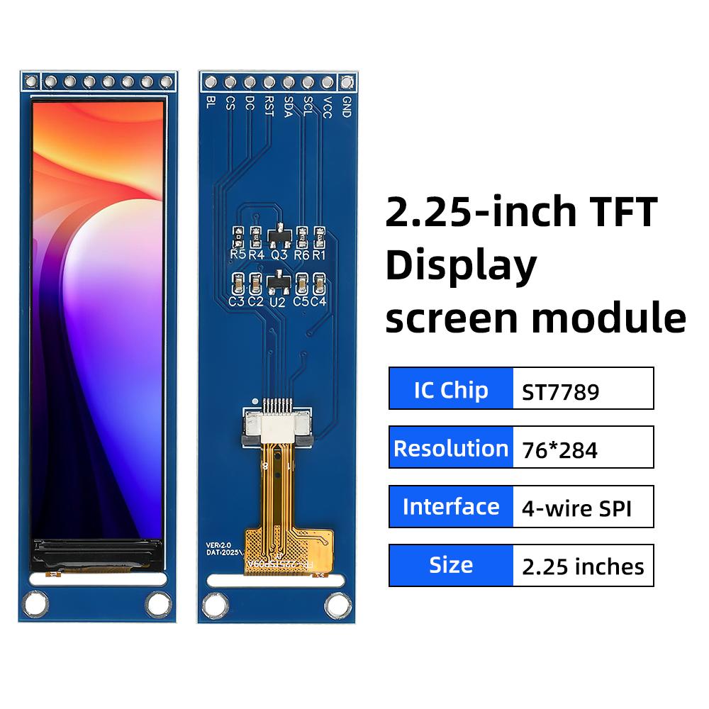 ST7789 LCD Screen Module 8 pin COG Link 4-wire SPI color Monitor 76*284 Full View Angle LCD Screen 2.25-inch TFT Display Screen
