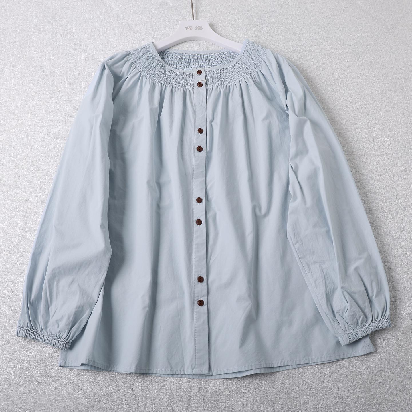 

Japanese-Inspired Artistic Pleated Long Sleeve Women s Shirt - Spring Collection One Size белый