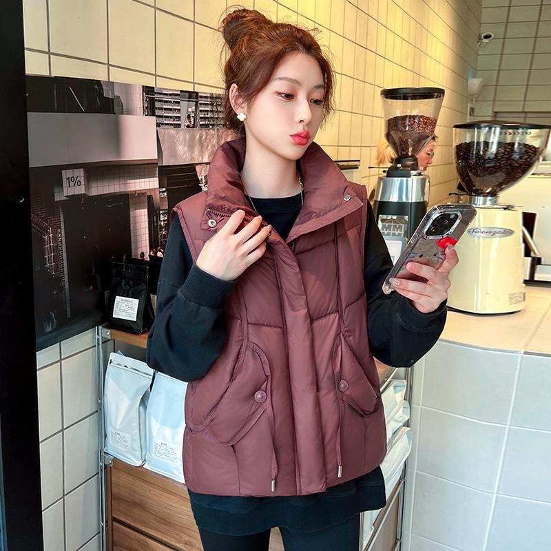 

Новый женский легкий жилет без рукавов со стойкой, качественная куртка, однотонная, утолщенная, теплая, спортивный, повседневный, свободный, хлопковый жакет XXL