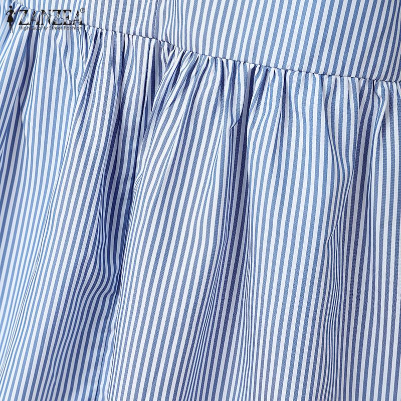 ZANZEA Dámská ležérní halenka s kulatým výstřihem a 3/4 rukávem s volným pruhem