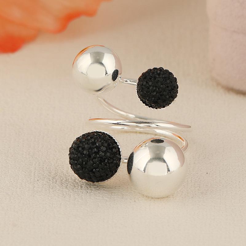 Korean Style Resin Diamond Alloy Bean Knuckle Ring - Retro Spring Design for Women