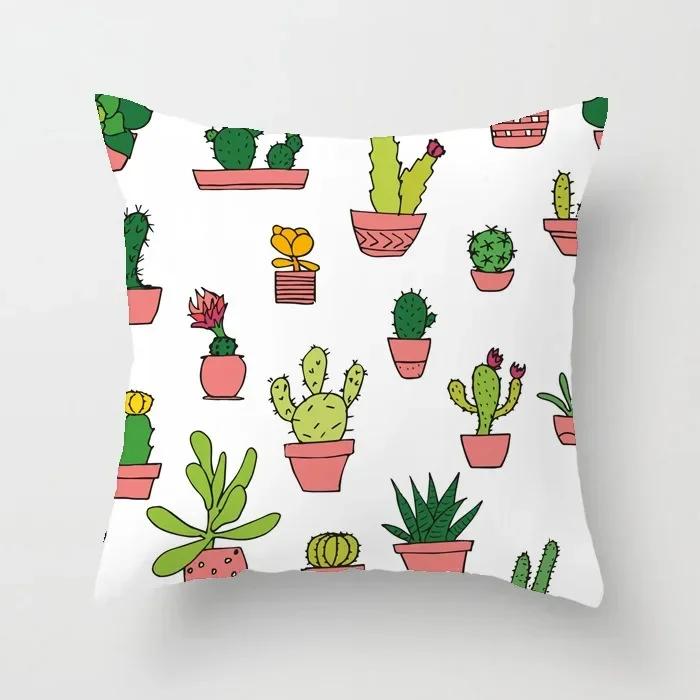 Office Chair Cushion Cover Creative Cartoon Cactus Print Pillow Cover Fashionable Luxury Home Decoration