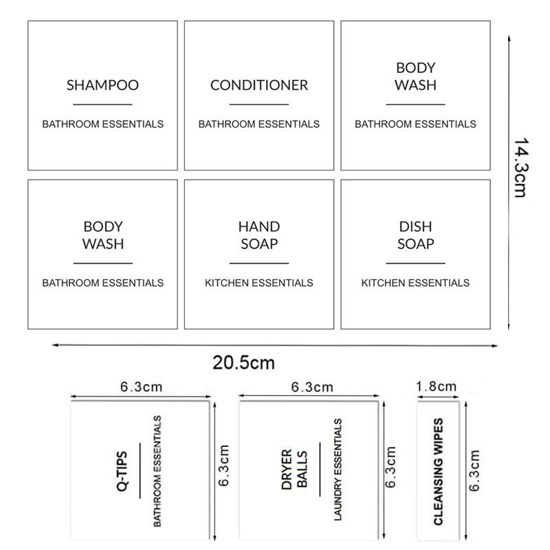 186pcs Waterproof Bathroom Labels Simple Household Classification Stickers Shampoo Body Wash Conditioner