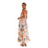 Damen Boho Blumen Strand Sommerkleid Ärmellos Sommer Maxikleid Spaghettiträger Lässig Gesmoktes Fließendes A-Linien-Kleid Party Lange Kleider für Damen