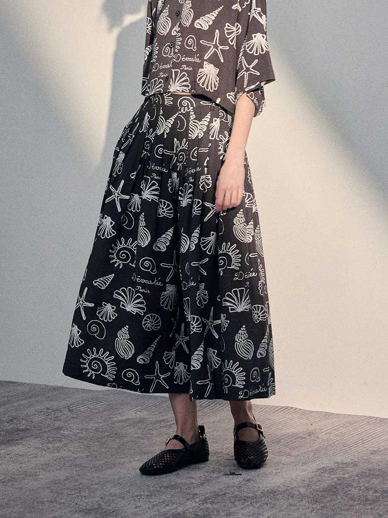 Debaseute Shell Print Pleated Pants Esfdvpt06Bpr