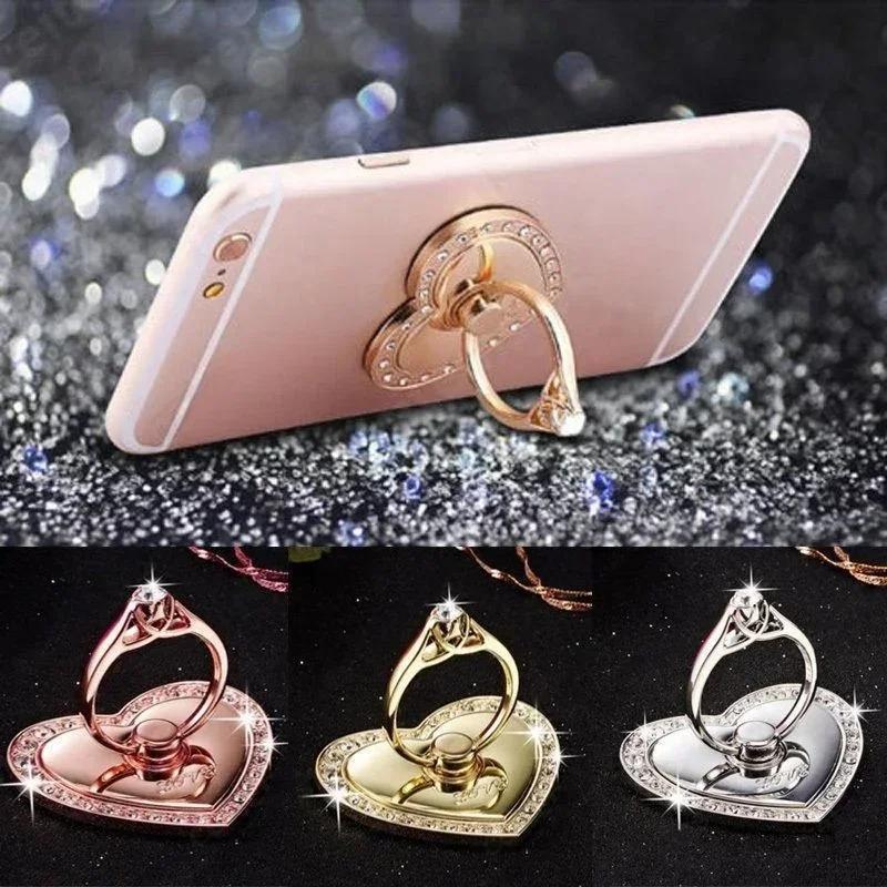 Herzförmiger Diamant-Handyhalter Telefonringhalter Zubehör