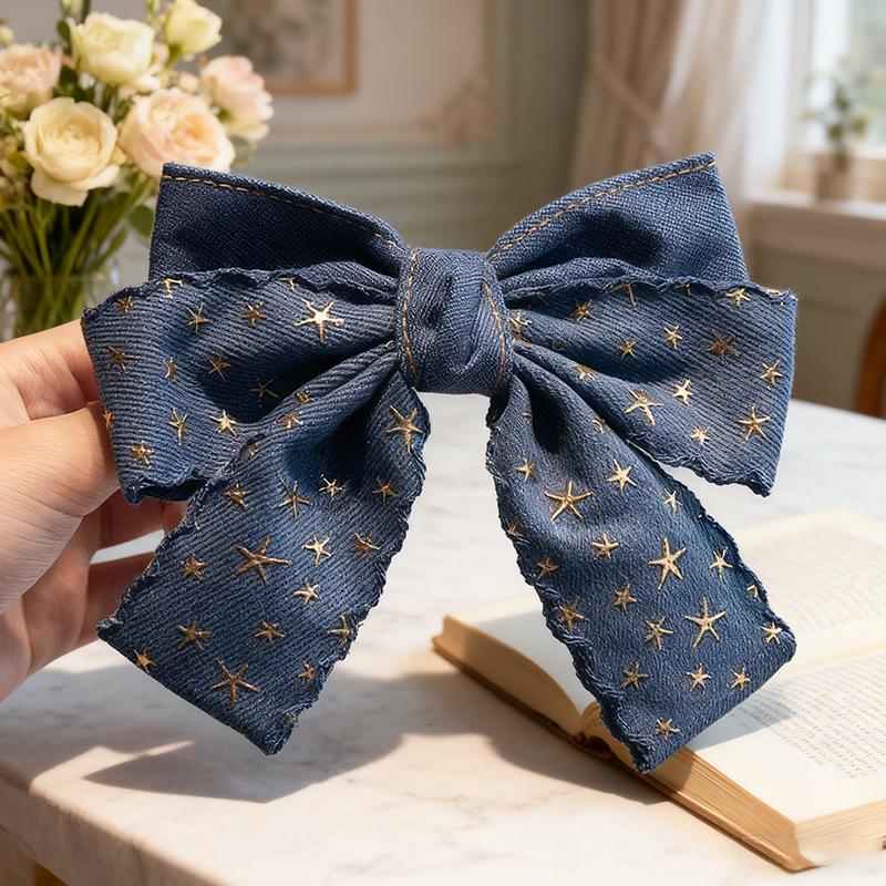 Korean Denim Bow Hair Clip for Girls - Children's Hairpin & Baby Hair Accessory