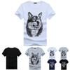 Premium Quality Men Wolf Print Round Neck Short Sleeve T-shirt For Casual Comfort