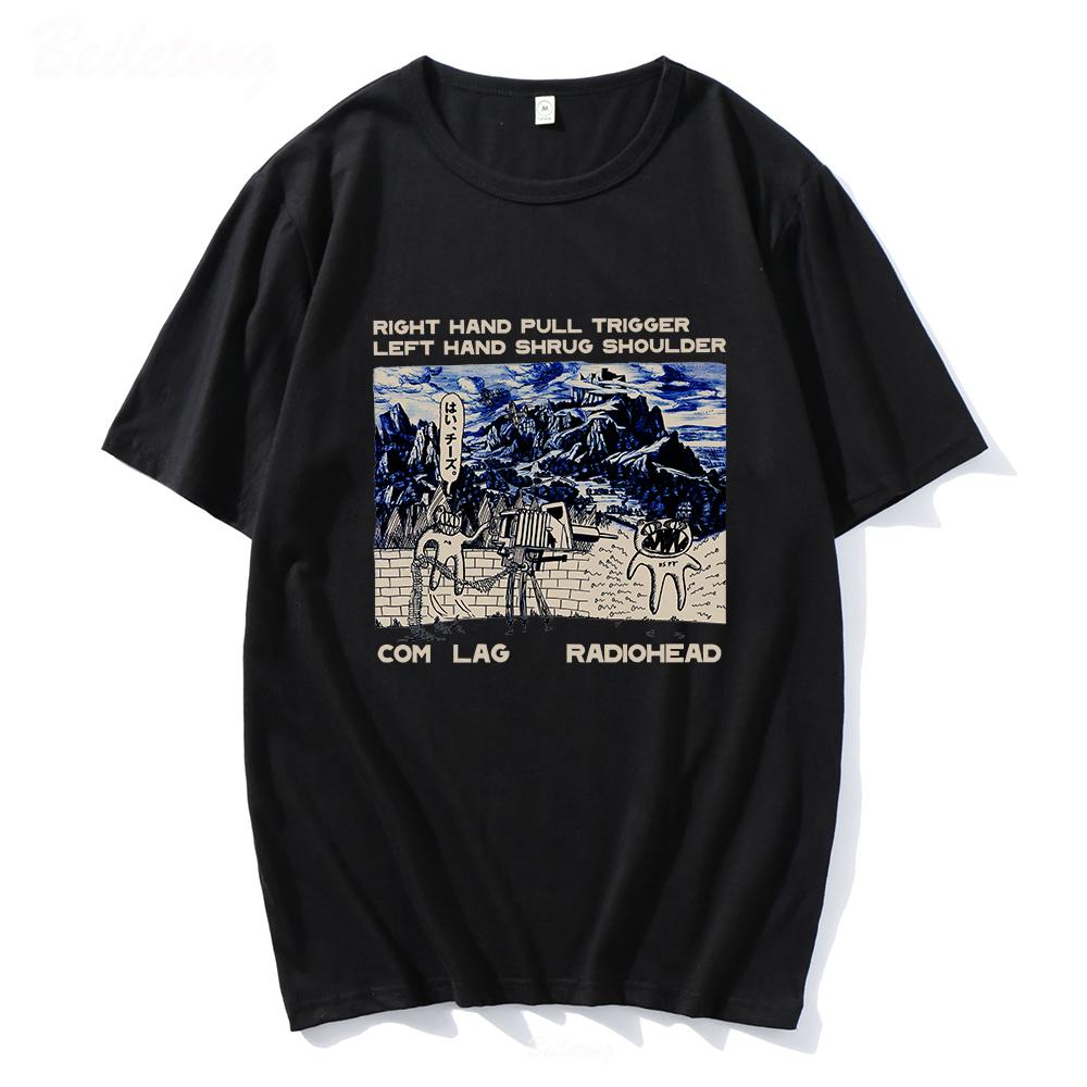 

Radiohead T Shirt Men and Women Rock Boy Retro Printed Loose Japan Station Tops 100 Cotton Indie fans Band Music Tees Male Tops 2XL