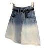 Women's Summer 2024 Gradient Denim High-Waisted Straight-Leg Shorts