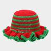 Korean Version Solid Color Cute Hat Autumn And Winter Hat Lace Up Woolen Hat Ruffle Edge Casual Knitted Fisherman Hat