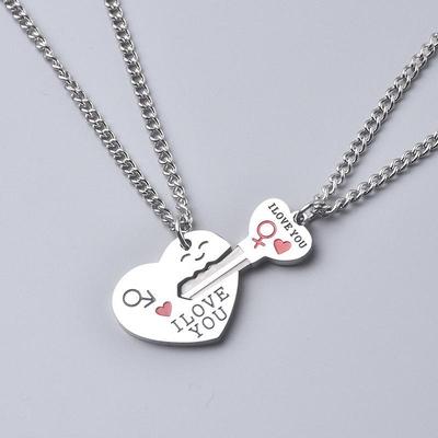 Couples' Titanium Steel Non-Fading 'I Love You' Keychain Necklace - Creative Gift for Men, Women, and Students