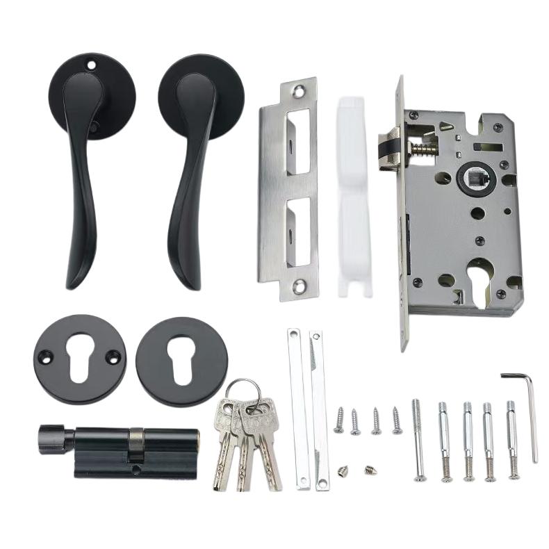 Modern Heavy Duty Privacy Round Lever Door Handle Aluminum Alloy for Bedroom Wooden Doors Apartment Use