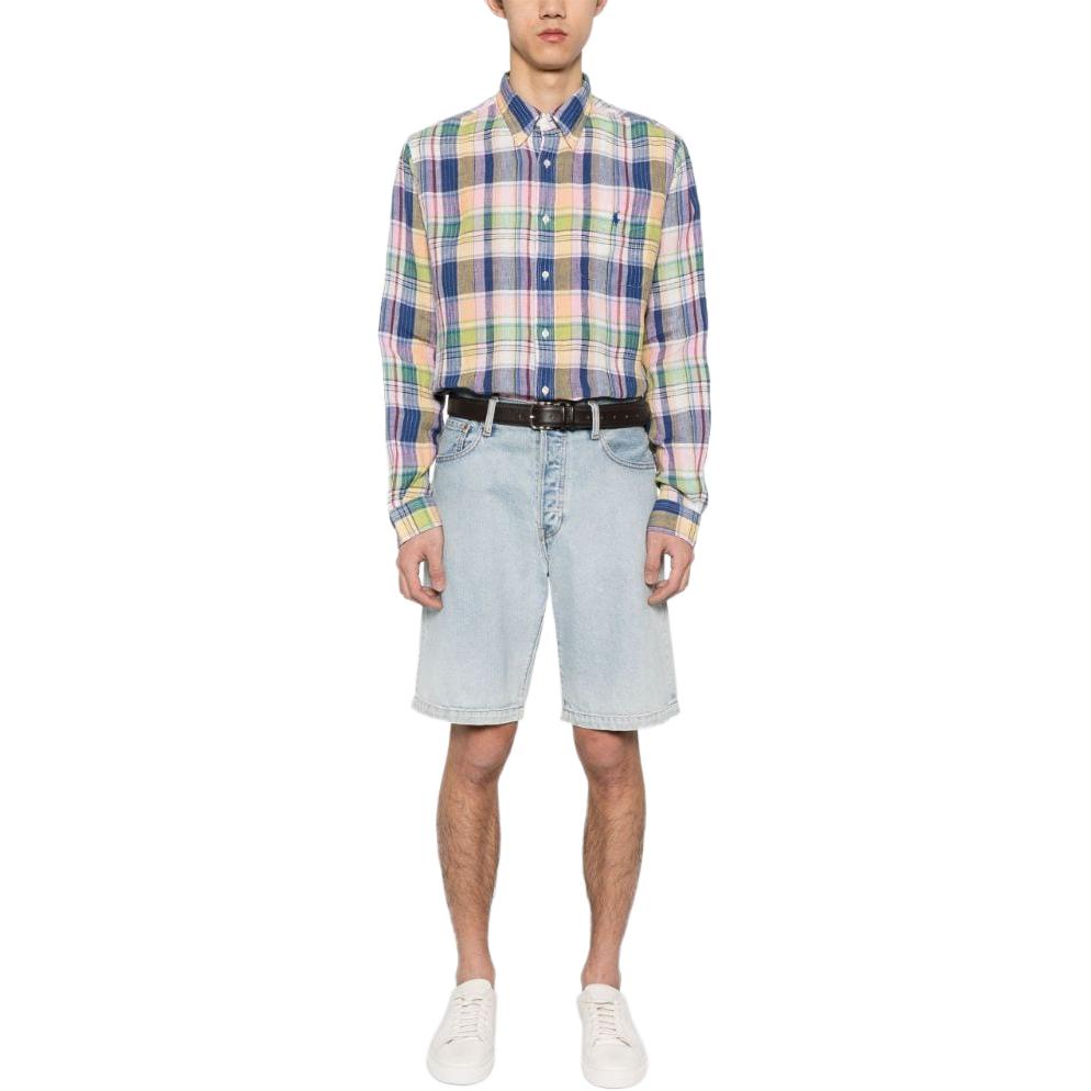 Polo Ralph Lauren Color Block Plaid Button-Down Long Sleeve Shirt Men Shirts Multicolor 710937880-001