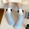 Cute Puppy Coral Fleece Socks Women'S 23 Autumn And Winter Thickened Plush Three-Dimensional Ear Tube Sleep Floor Socks