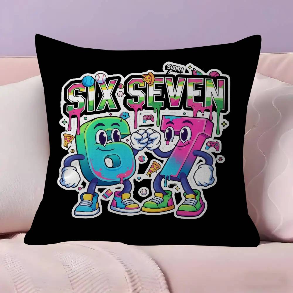 Cartoon 67 Six Seven  Cushion Cover Pillow Cover Decor Pillowcase Printed Cushion Case for Couch