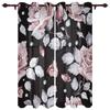 Flowers Bloom Turquoise Plants Roses Window Curtain For Living Room Bedroom Luxury Home Kitchen Decor Items Curtains
