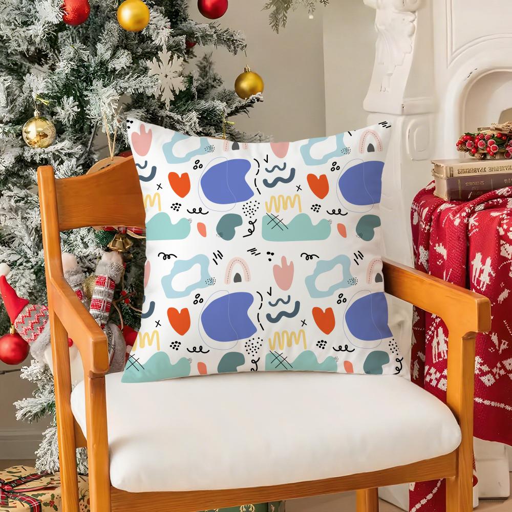 Memphis Seamless Patterns Pillow Case Silky Short Plush With Invisible Zipper Dustproof Sofa Cushion Cover For Home Decor