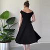 2024 European & American Hepburn-Style Solid V-Neck Waist-Cinching Dress