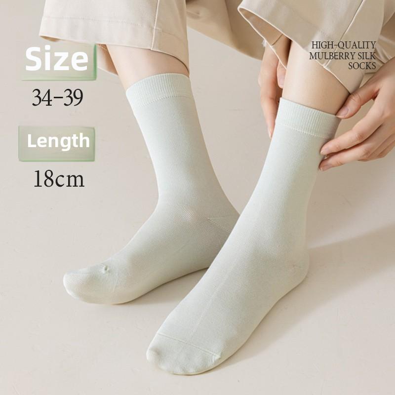 5 Par Damskich Skarpetek Średniej Wysokości na Wiosnę i Jesień w Pudełku Prezentowym Bezszwowe Proste Jednokolorowe Antybakteryjne Absorpcja Potu Deodorant