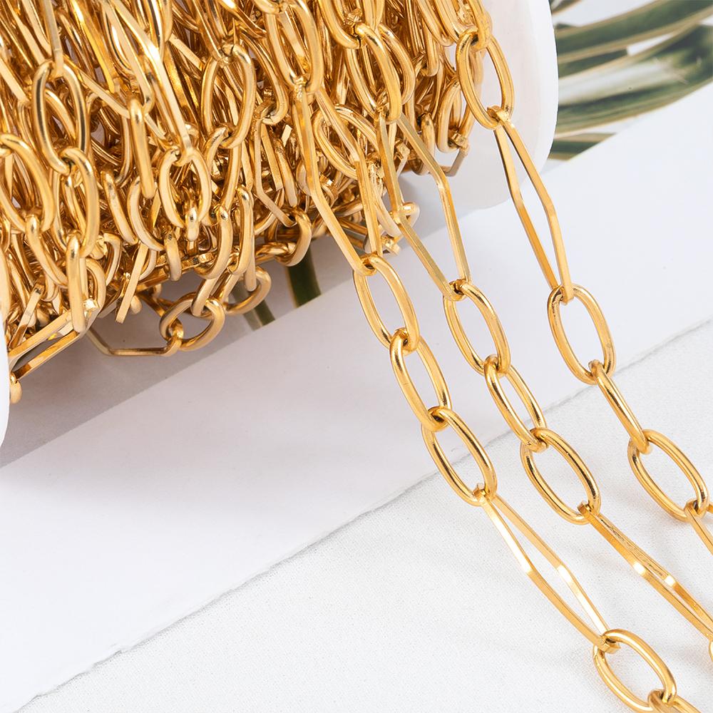 No Fade 1Meter Stainless Steel Gold & Silver Color Twist Stick Link Chain Bulk Chains for DIY Necklace Bracelet Jewelry Making