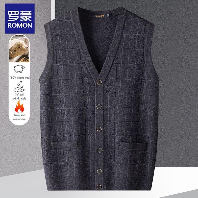 

Мужской классический жилет в клетку Luomeng из 100% шерсти 3XL