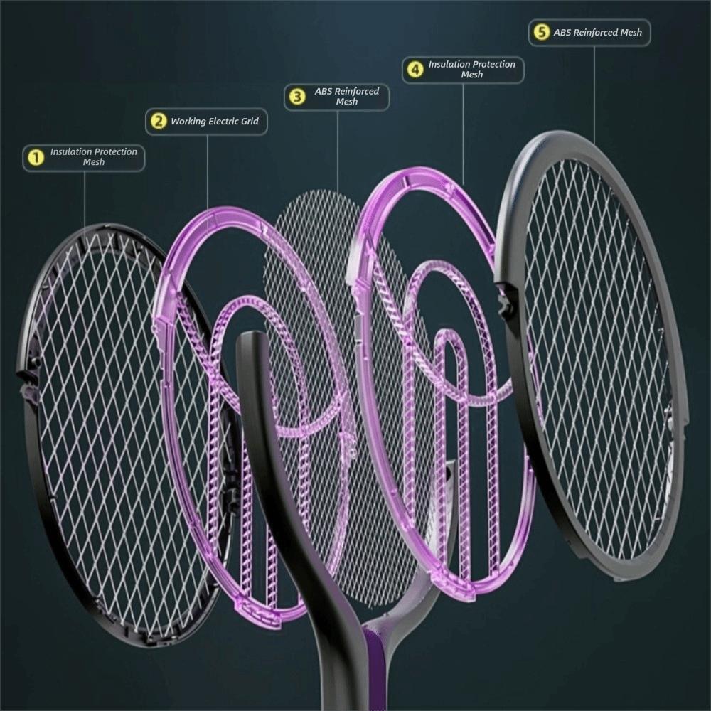 Teleskopischer Elektrischer Fliegenklatscher Rotierbar Wiederaufladbarer Insektenvernichter mit UV-Licht 2800V Hochspannung Elektrische Mückenklatsche