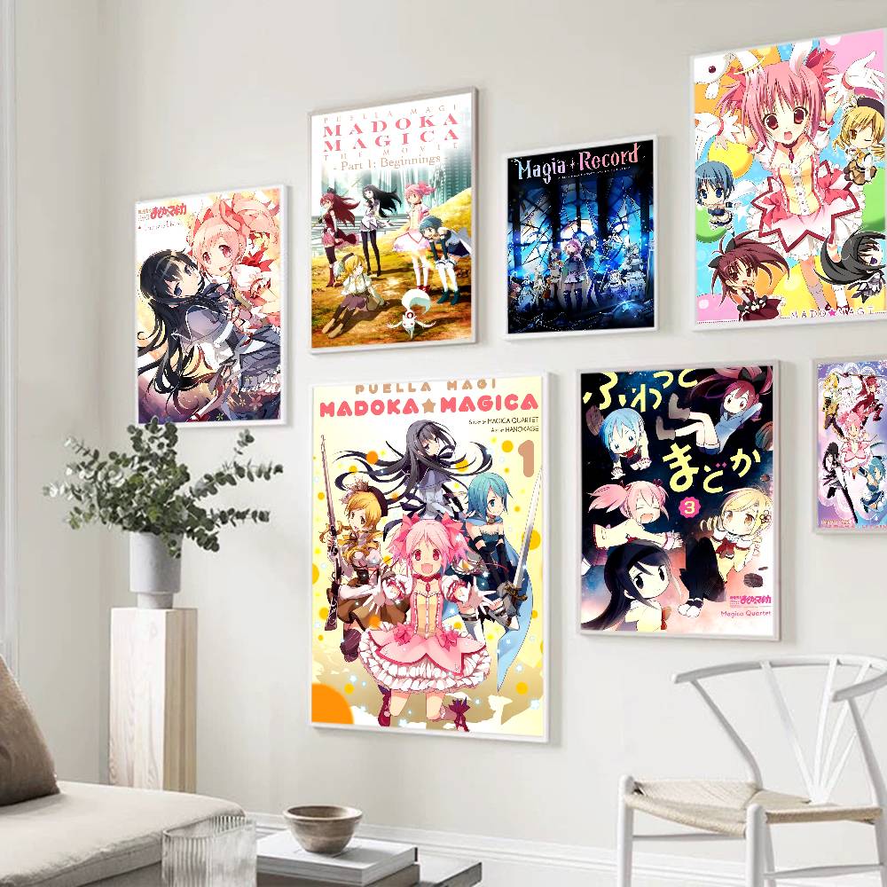 Anime P-Puella Magi Madoka Magica Girl Vintage Posters Sticky Retro Kraft Paper Sticker DIY Room Bar Cafe Kawaii Room Decor
