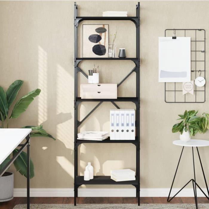 VidaXL Bibliothèque à 5 niveaux noir 56x31,5x174 cm bois d'ingénierie 833343