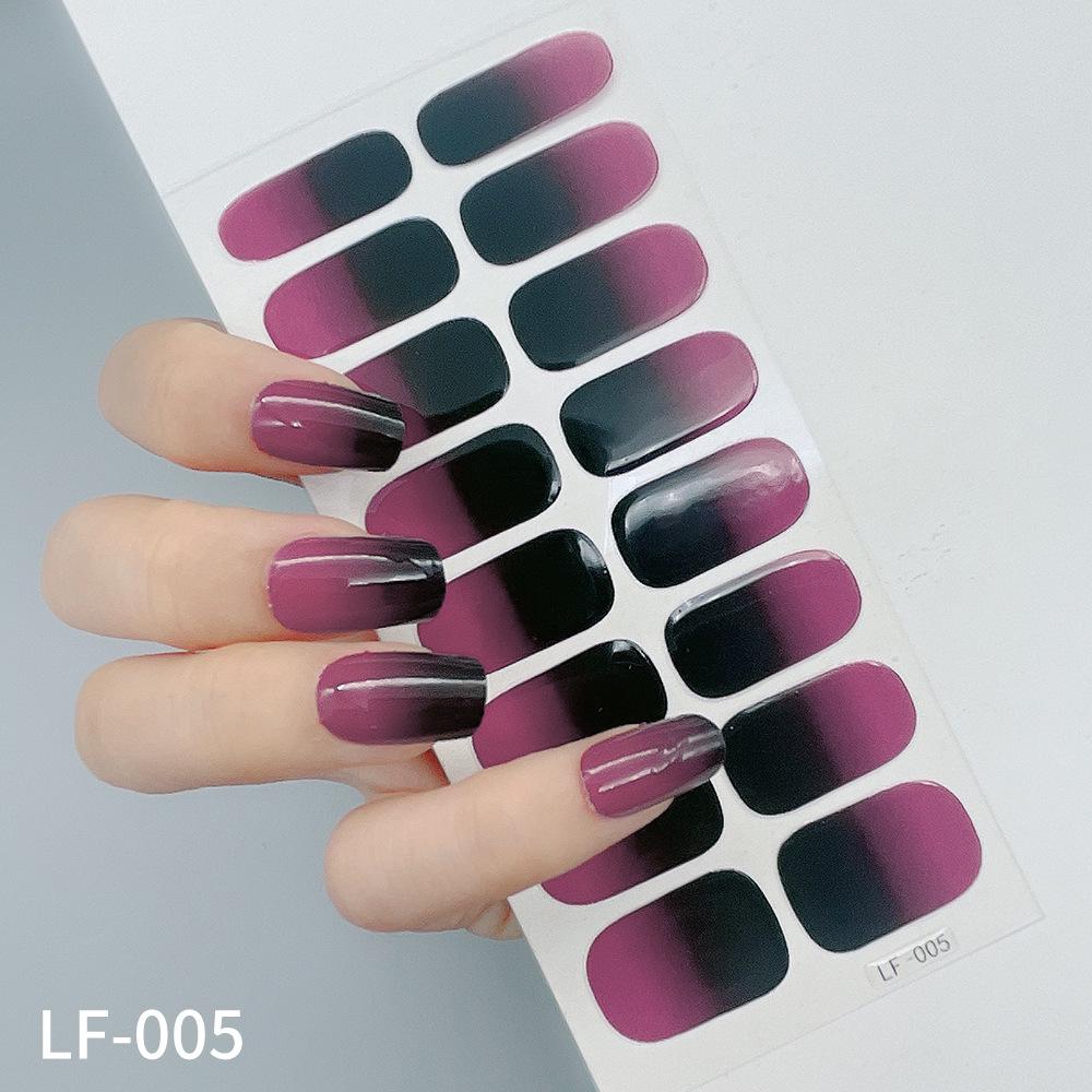 LF No-Bake Waterproof Gel Nail Stickers - Solid, Glitter, Color Block, Gradient Full Cover