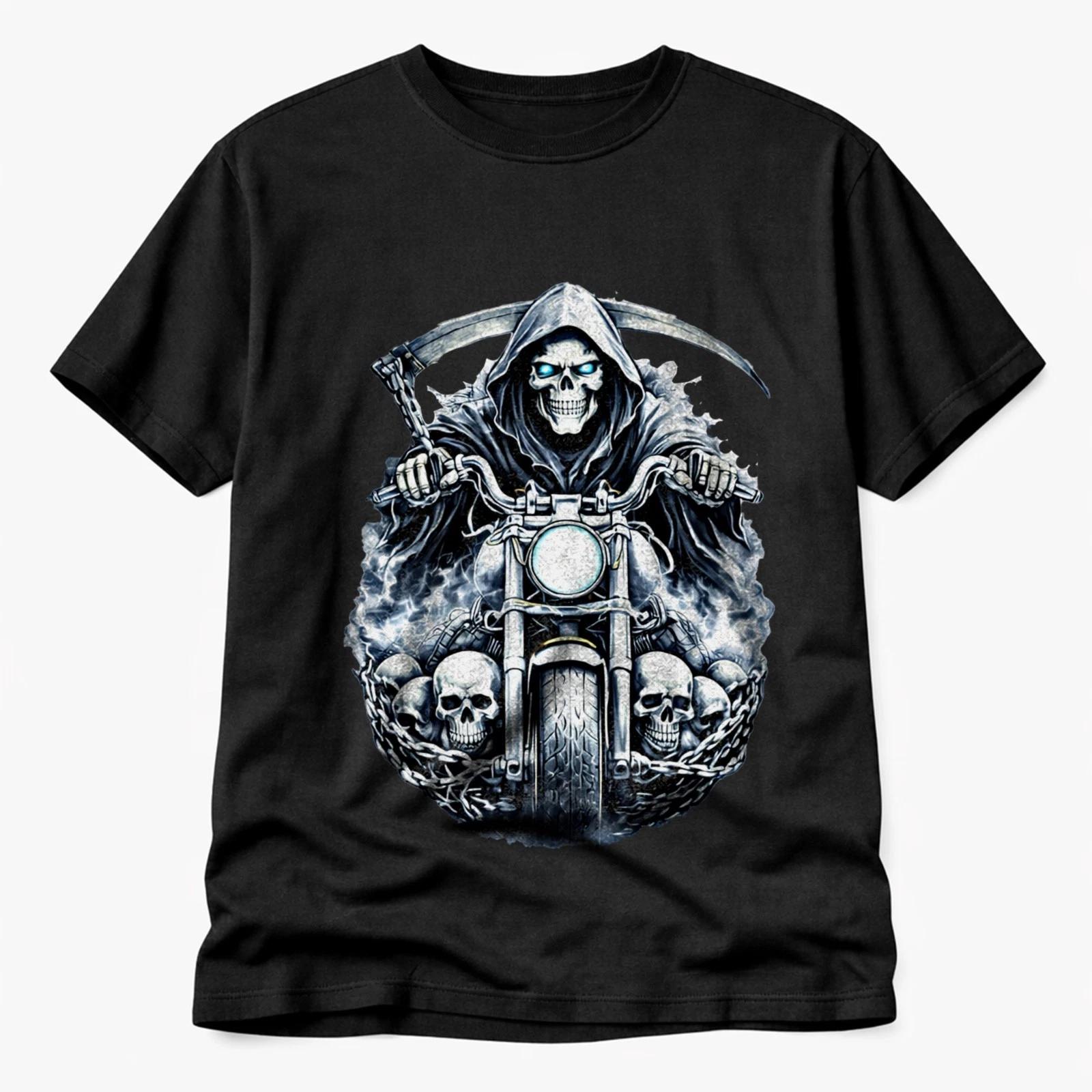 Grim Reaper Biker T Shirt Skull Motorcycle Gothic Heavy Metal Unisex Tee XXL