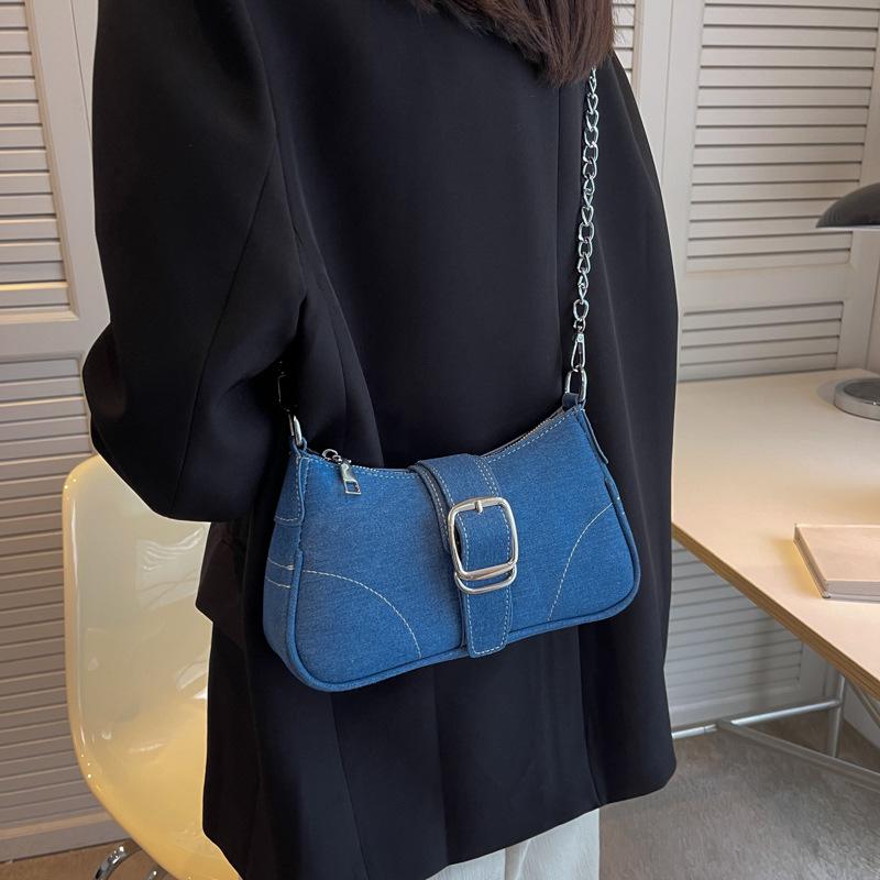 2023 Retro Fashion Women's Denim Chain Crossbody Shoulder Bag – Textured Versatile Underarm Style