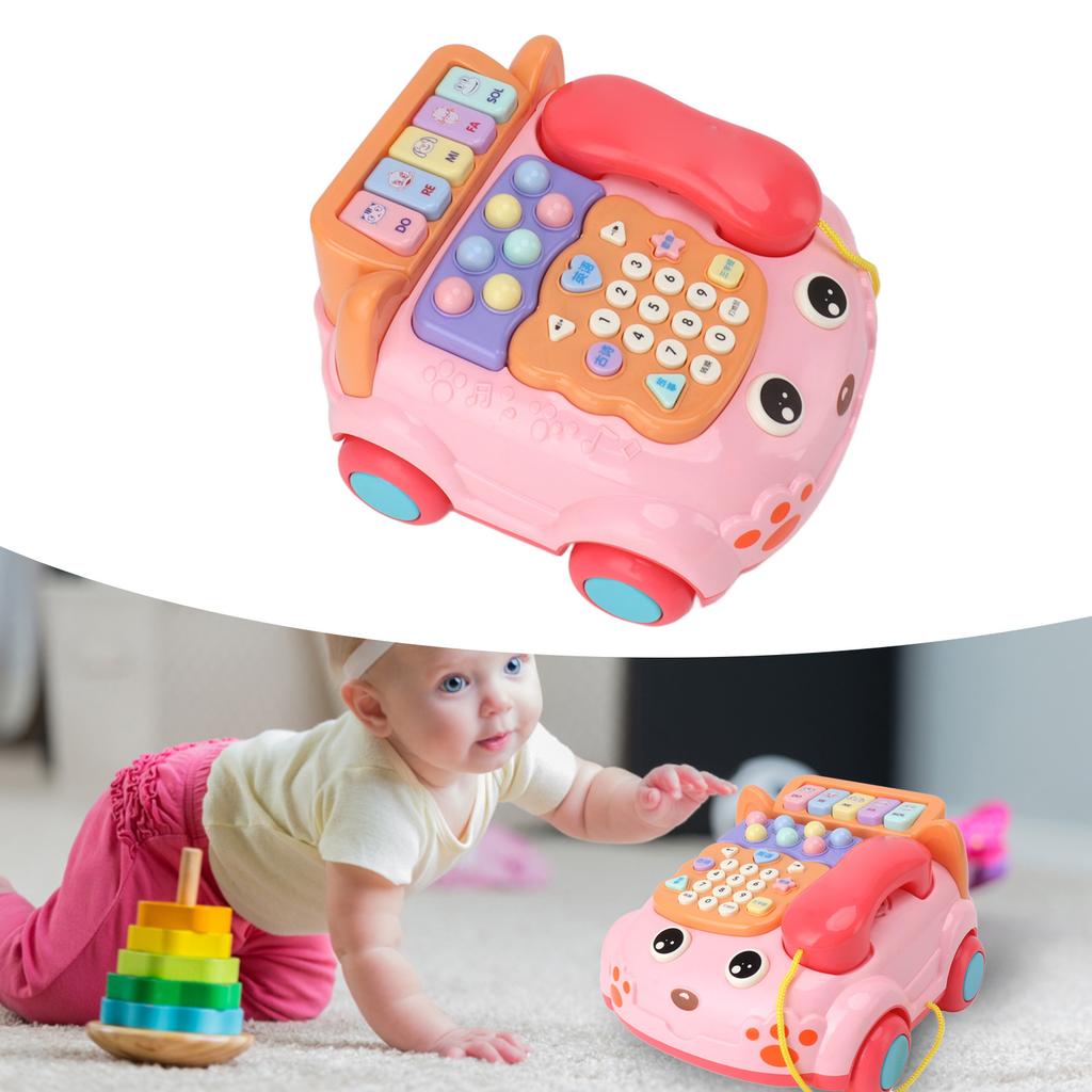 Baby Phone Toy Cartoon with Music Light Children Kids Pretend Phone Parent Child Interactive Educationcal Chinese English Bilingual Toy