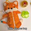 Cute Plush Pen Bag Cartoon Fox Doll Pencil Case Large Capacity Stationery Organizer Students