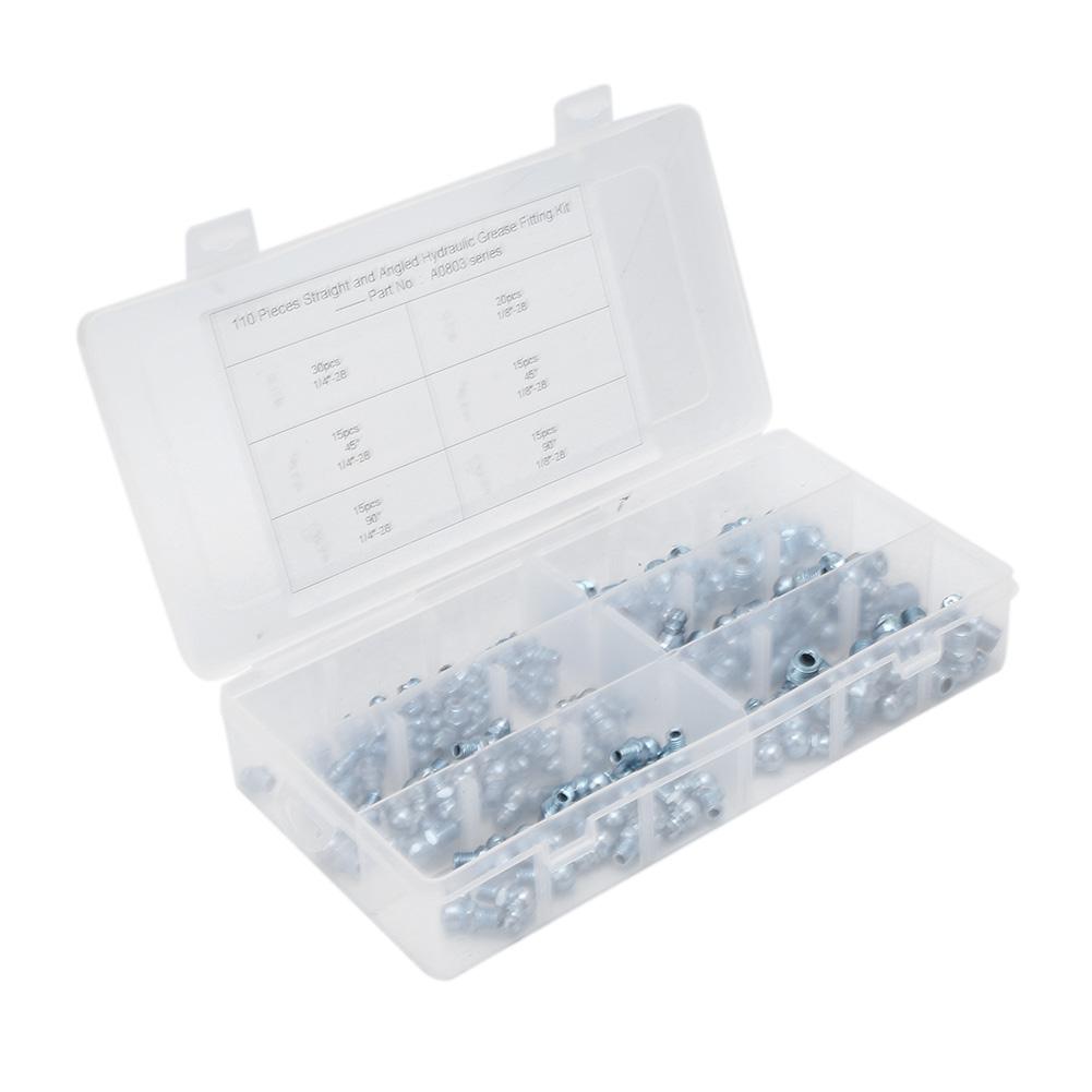 

110Pcs 45 degrees 18in28 Grease Nipple Tip Nozzle Fitting for Engineering Machinery Electroplating Blue
