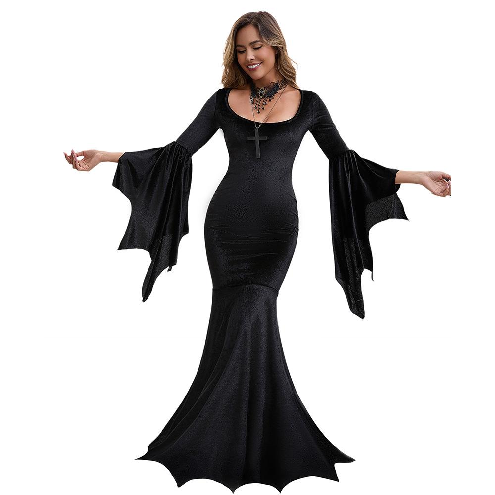 Halloween Bat Witch, Dark Gothic, Witch Vampire Makeup Ghost Bridal Dress Performance Costume