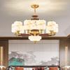 Modern Chinese Copper Wood Chandelier for Living Room, Dining, Bedroom, Villa, and Hall