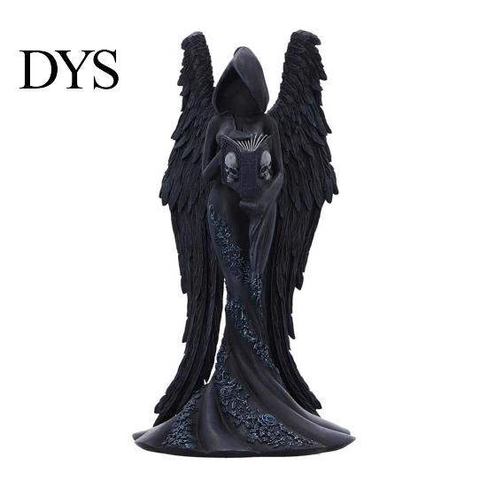 Dark Aesthetic Home Decor Gothic Faceless Witch Reaper Resin Statue, Vintage Black Robed Grim Figurine, Matte Scythe Figurine Desktop Ornament