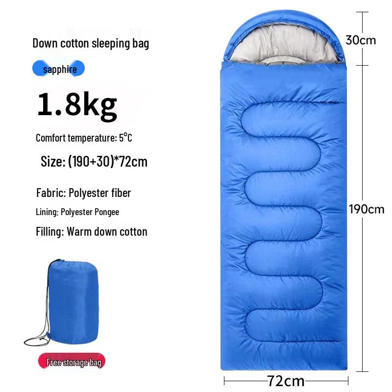 1.8kg Warm 5°C Spring/Autumn Adult Sleeping Bag, Portable Cotton, Cold-Proof, Ideal for Office Naps