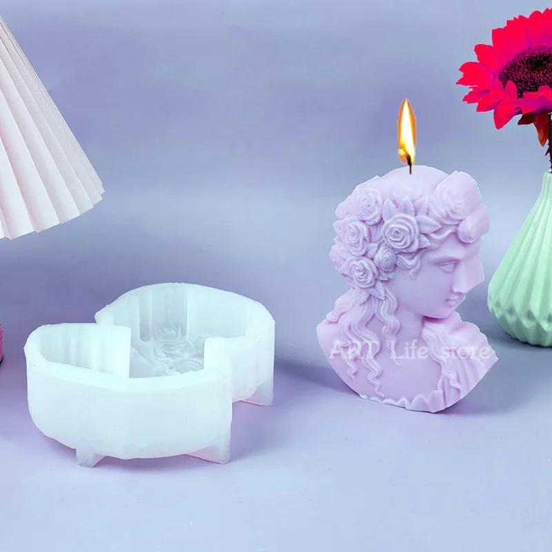 3D Goddess Portrait Candle Silicone Mold DIY European Figure Statue Plaster Decoration Resin Casting Mold Home Decoration Crafts