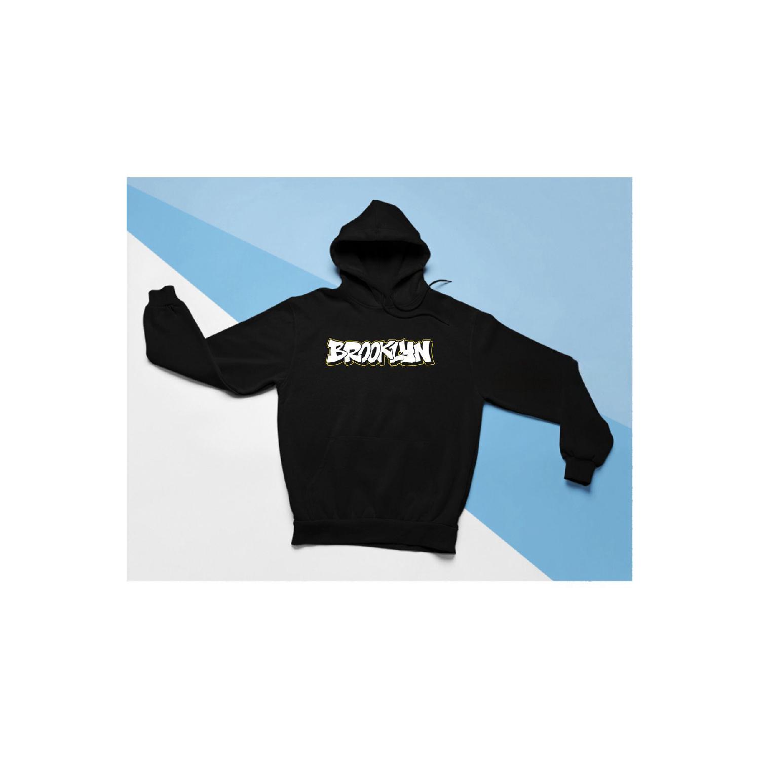 

Brooklyn Graffiti Printed Unisex Oversize Black Hoodie S