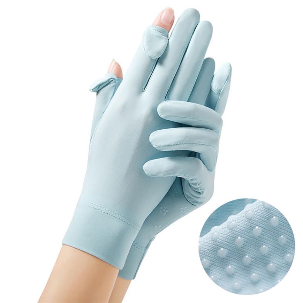 Highly Elastic Anti-uv Ice Silk Gloves Summer Outdoor Sports Riding Driving Gloves Touchable Flip Finger Anti Slip Gloves